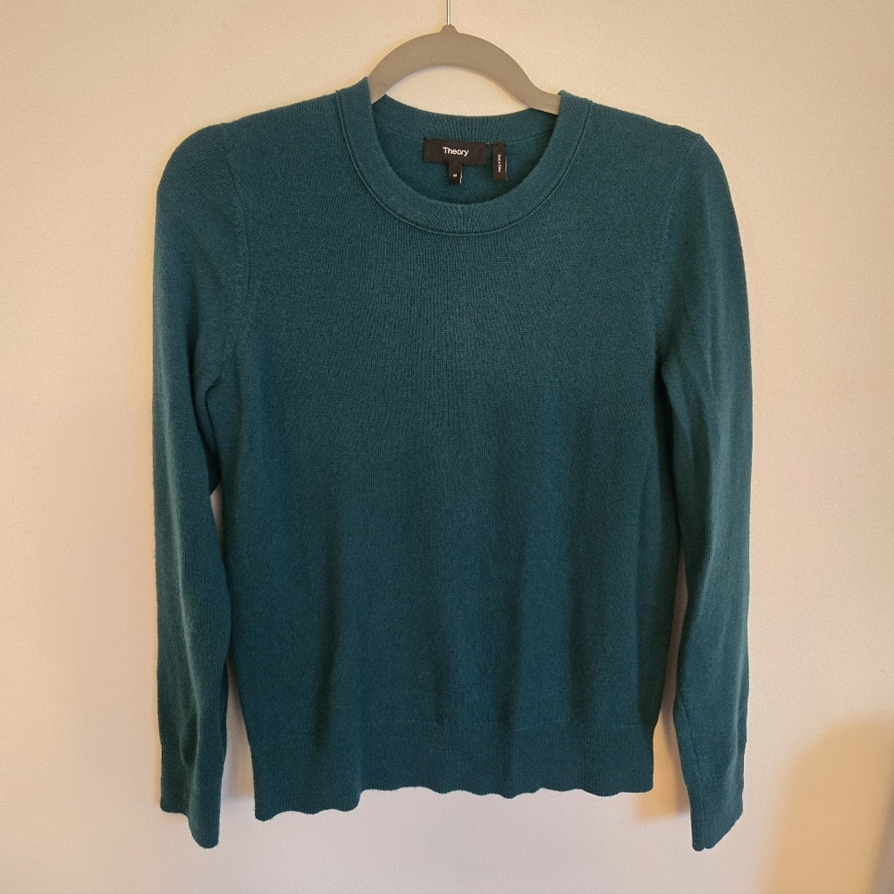 Theory 100% Cashmere Crew Neck Sweater in Bright Green Size M